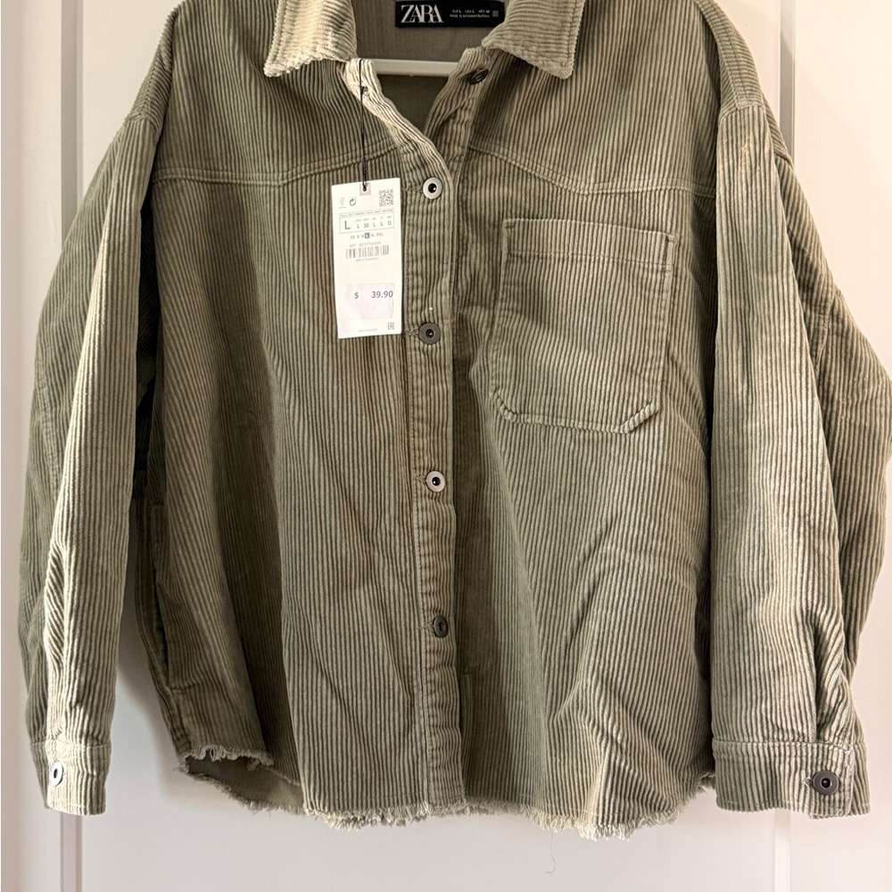 Zara Khaki Corduroy Shirt